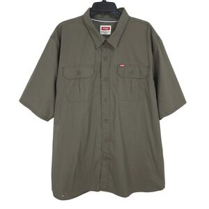 Wrangler Short Sleeve Button Up Utility Shirt Mens 2XL Relaxed Green 112351786